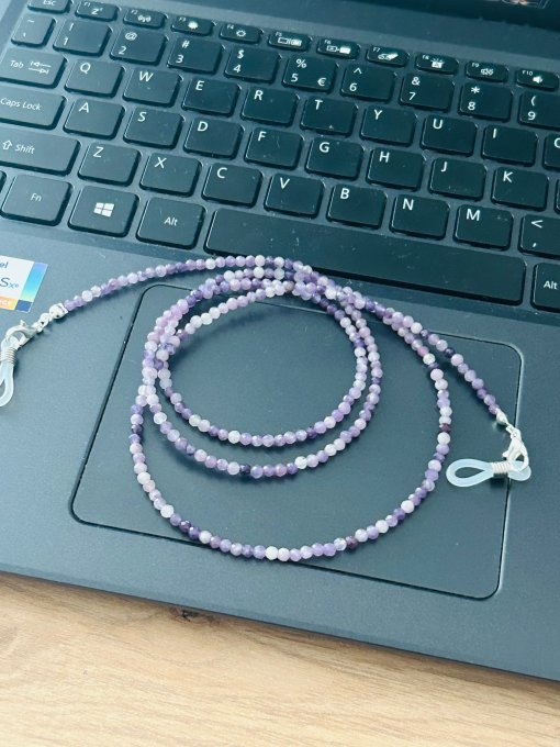 2 in 1 Colier & Lanț ochelari handmade ametist 4 mm