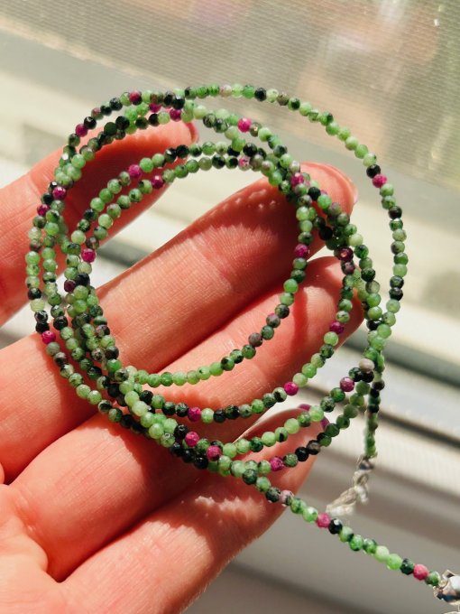 2 IN 1 Colier & Lant ochelari rubin in zoisit 