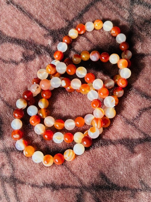 Brățară carneol și agate alb-portocalii RODICA