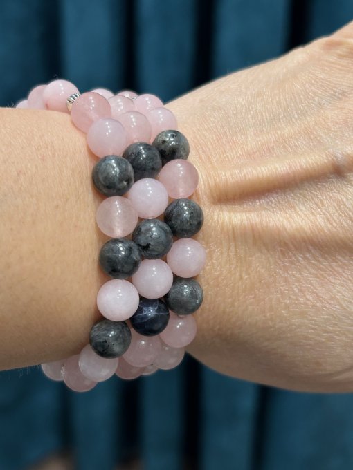 Brățară CLARITATE - Labradorit & cuart roz