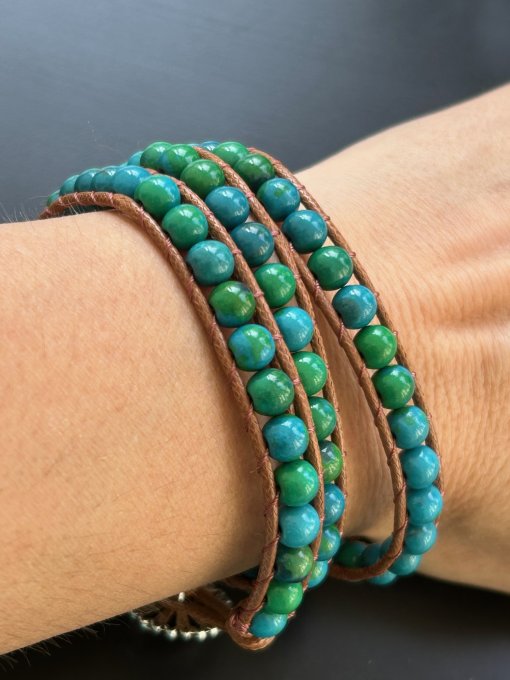 Brățară multistrat Crisocolla 6 mm