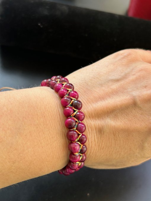 BRĂȚARĂ ÎMPLETITĂ OCHI DE TIGRU FUCHSIA