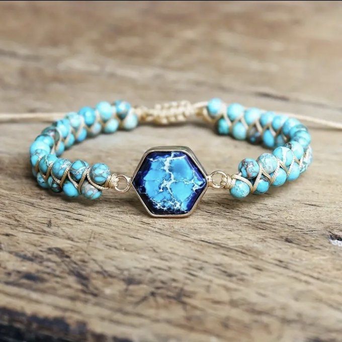 BRĂȚARĂ IMPLETITĂ REGALITE TURCOAZ