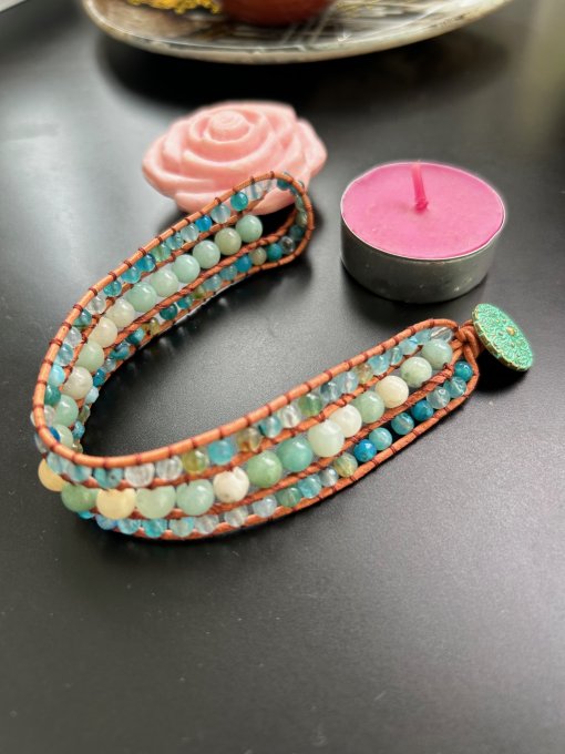 Brățară Lată Impletită cu Amazonit