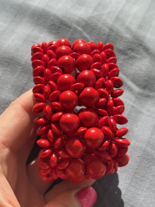 Brățară lemn colorat roșu