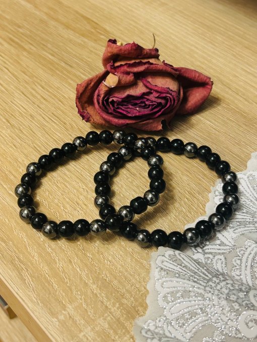 SET 2 BRĂȚĂRI ONIX ȘI HEMATIT 8 MM