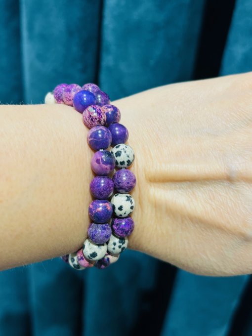 Brățară regalite mov și jasp dalmatian PAULINA