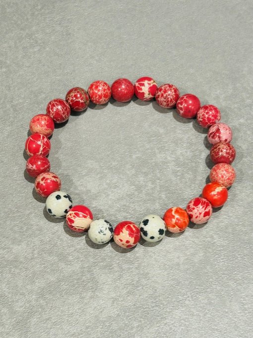 Brățară regalite roșu și jasp dalmatian IPEK