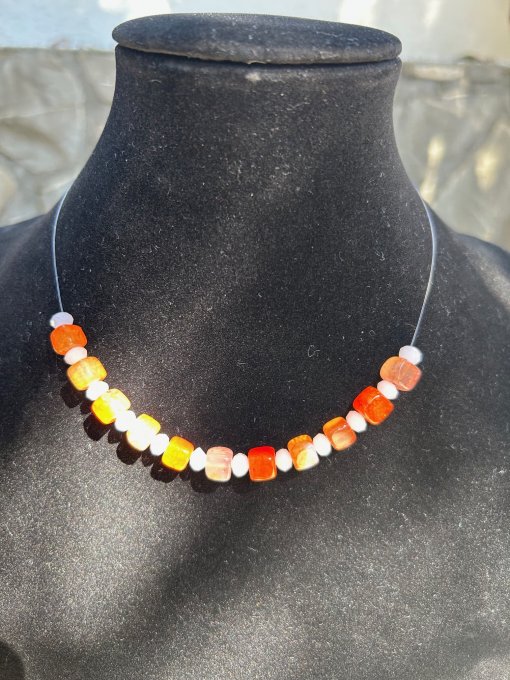 Choker agate cub portocalii ANGELA