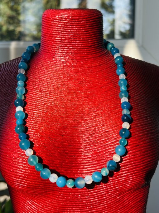 Colier agate dantelate albastre PILAR