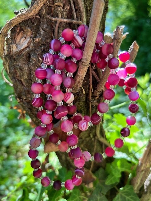 Colier agate dantelate fuchsia „BELLAMY”