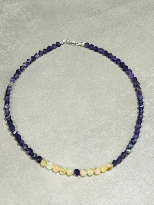 Colier ametist si citrin maxifațetate LAURETTE