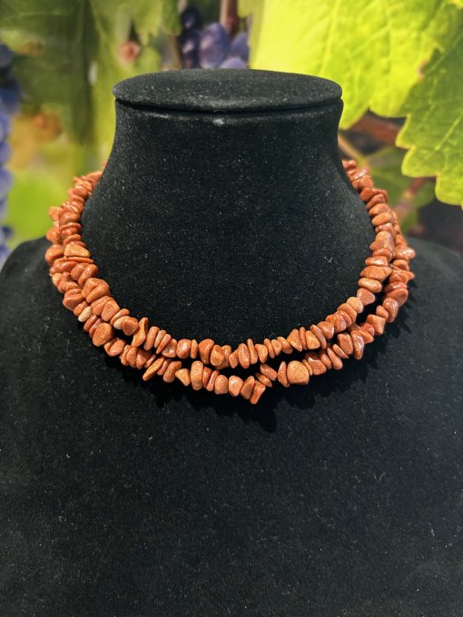 Colier chipsuri piatra soarelui maro ADELLE