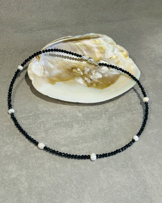 Colier Choker Handmade Onix Fatetat & Perle BLACK BEAUTY