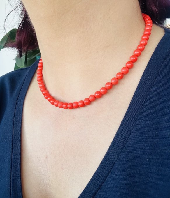 Colier coral roșu corai CYPRUS GOLD
