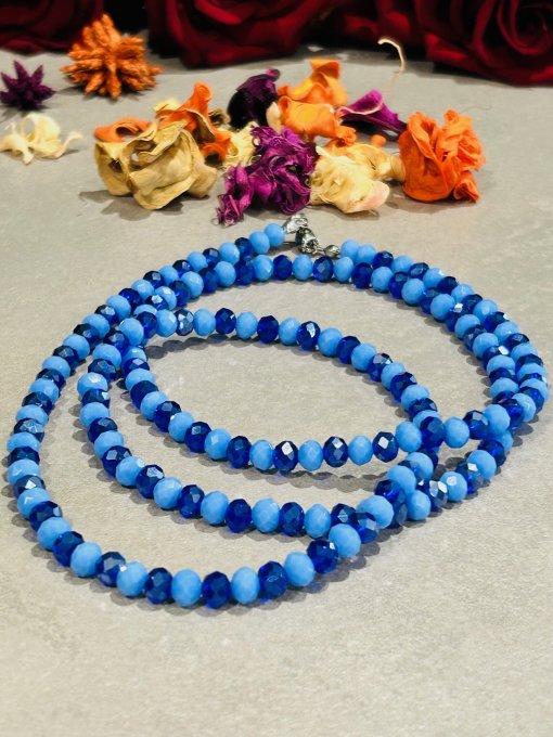 Colier cristale bleu-lila și albastru cerneală