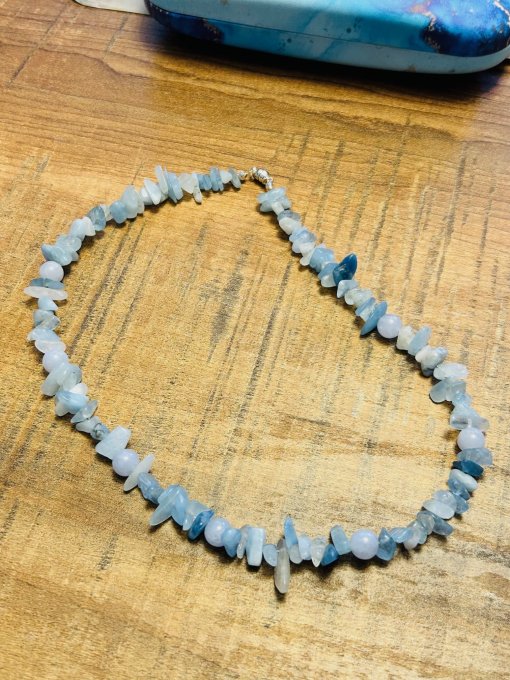 Colier handmade acvamarin JELLYBLOOM