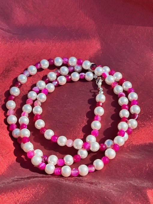 Colier Handmade Agat Dantelat Fucsia KYLIE
