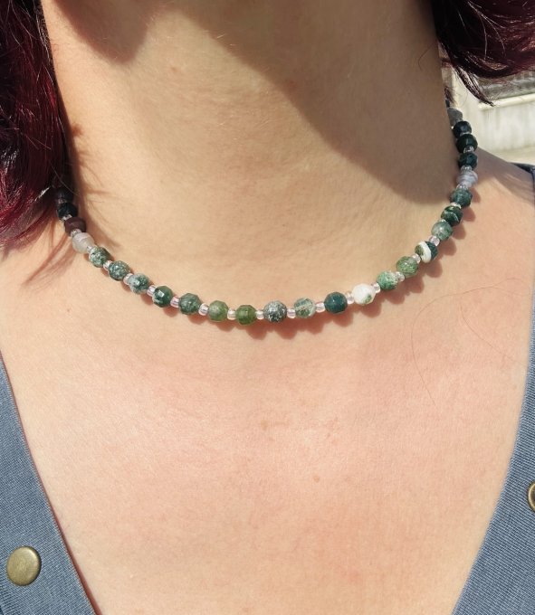 Colier Handmade Agat Indian LORA GREEN
