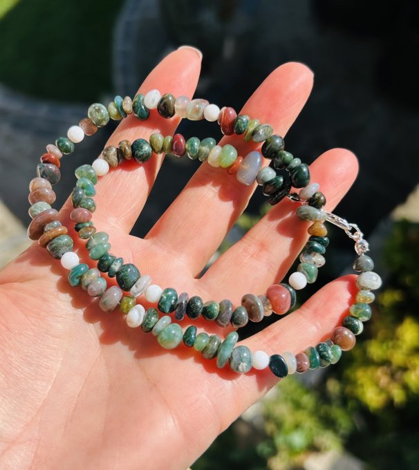 Colier Handmade Agat Indian si Sidef LETIZZIA