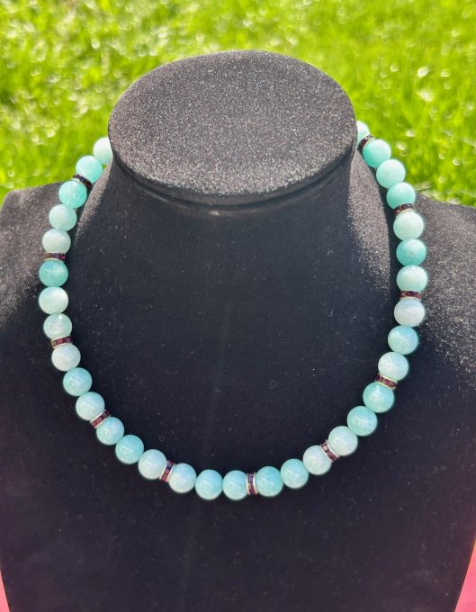 Colier Handmade AMAZONIT 10 mm ORPHELIA