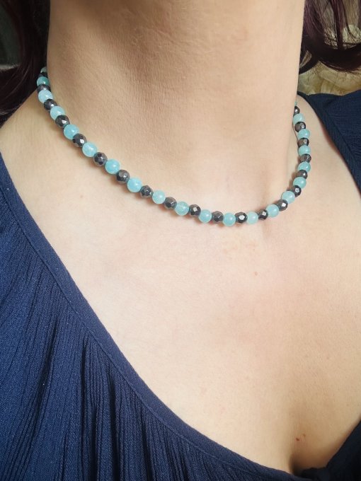 Colier Handmade Amazonit Siberian si Hematit IULIA