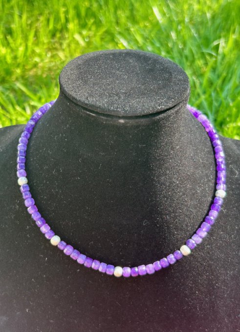 Colier Handmade Ametist cuburi RUXANDRA