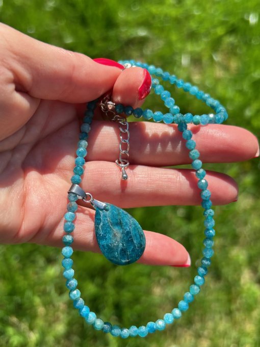 Colier Handmade Apatit Fatetat cu Pandantiv BLUE MOON