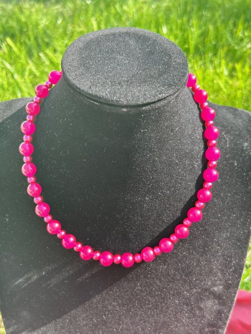 Colier handmade calcedonie trandafir AMANDINE