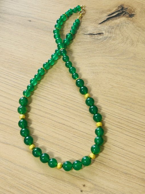 Colier handmade calcedonie verde CAROLINE
