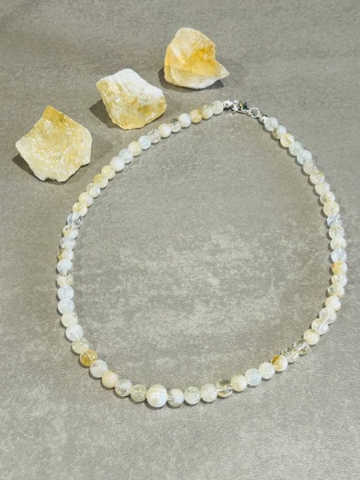 Colier Handmade Citrin & Perlă Cultură NEDELYA