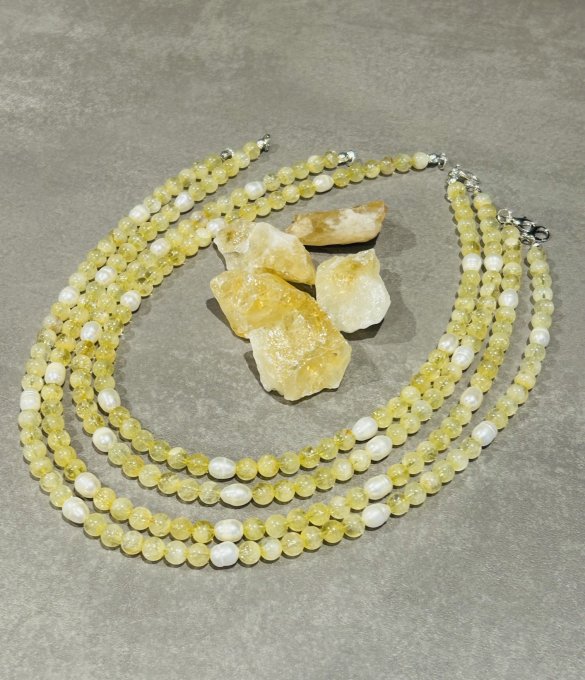Colier Handmade CITRIN si PERLE cultură EFSUN