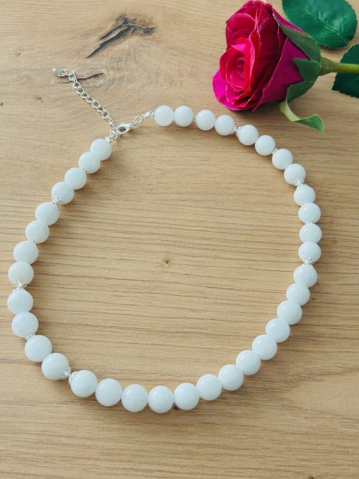 Colier handmade din Jad Alb ANGELIA
