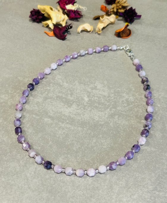 Colier Handmade din Lepidolit Fațetat HELENE
