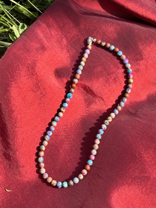 Colier Handmade Jasp Imperial Albastru Fucsia ERIKA