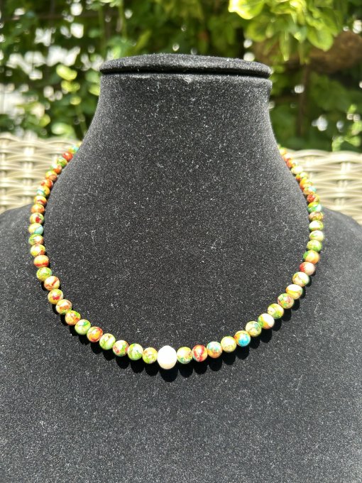 Colier Handmade Jasp Imperial Verde Multicolor BIANCA