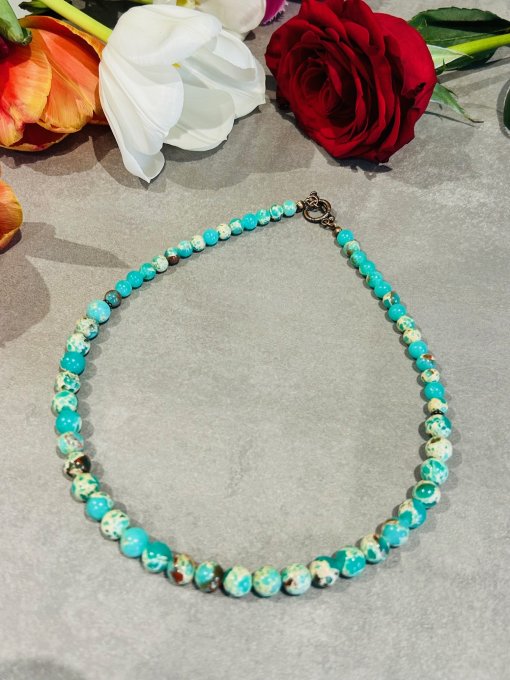 Colier Handmade Jasp Impression Turcoaz #12 „JESSICA”