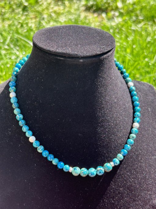 Colier Handmade Jasper Albastru MONIQUE