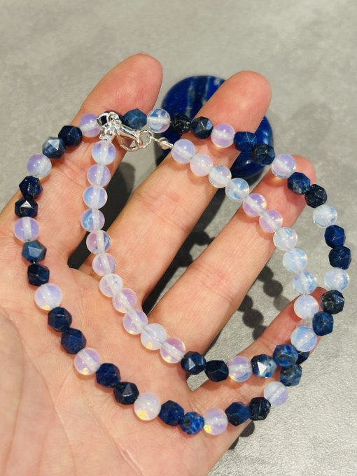 Colier Handmade Lapis lazuli Fațetat & Opalit AMY