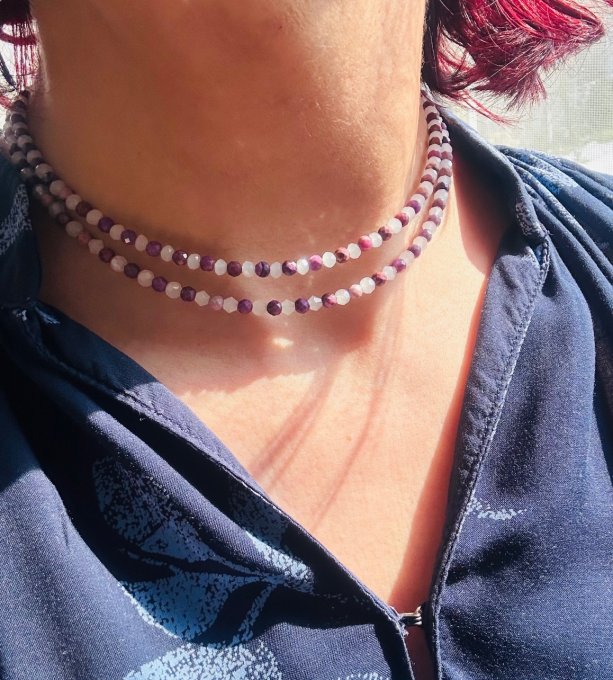 Colier handmade lepidolit fațetat „IVONA”