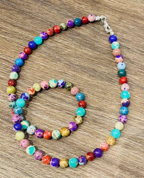 Colier handmade mix semiprețioase jasper EMBRACING JOY