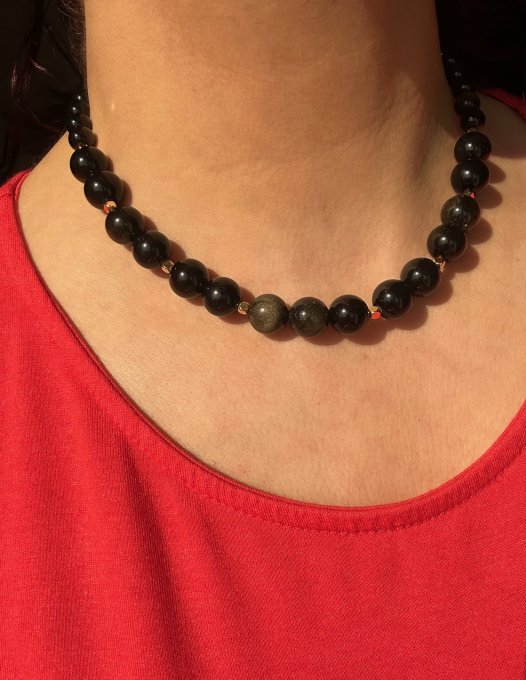 Colier Handmade Obsidian Auriu REBECCA