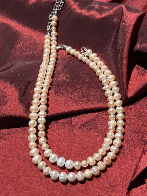 Colier Handmade Perle Cultură Somon & Albe MERYAM