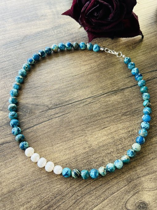 Colier Handmade Regalite Jasp Imperial Albastru CLAUDIA