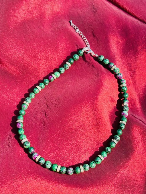Colier Handmade Rubin in zoist și distanțier Rhinestone  AXELE