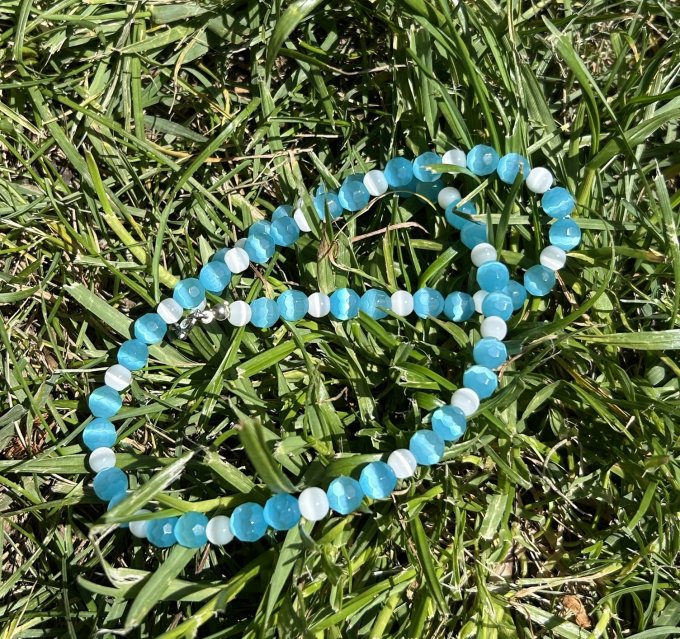 Colier Handmade Selenit maxifațetat bleu MONICA