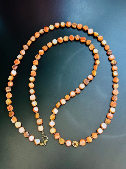 Colier handmade sidef portocaliu/ghimbir VALERIA