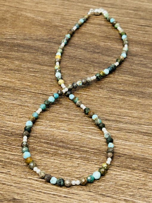 Colier Handmade Turcoaz African si Perle LINDA