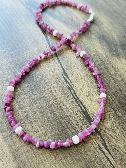 Colier Handmade Turmalină Roz si Perluțe DOROTHEA