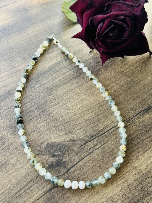  Colier Handmade Turmalină verde & Perle AYSHE